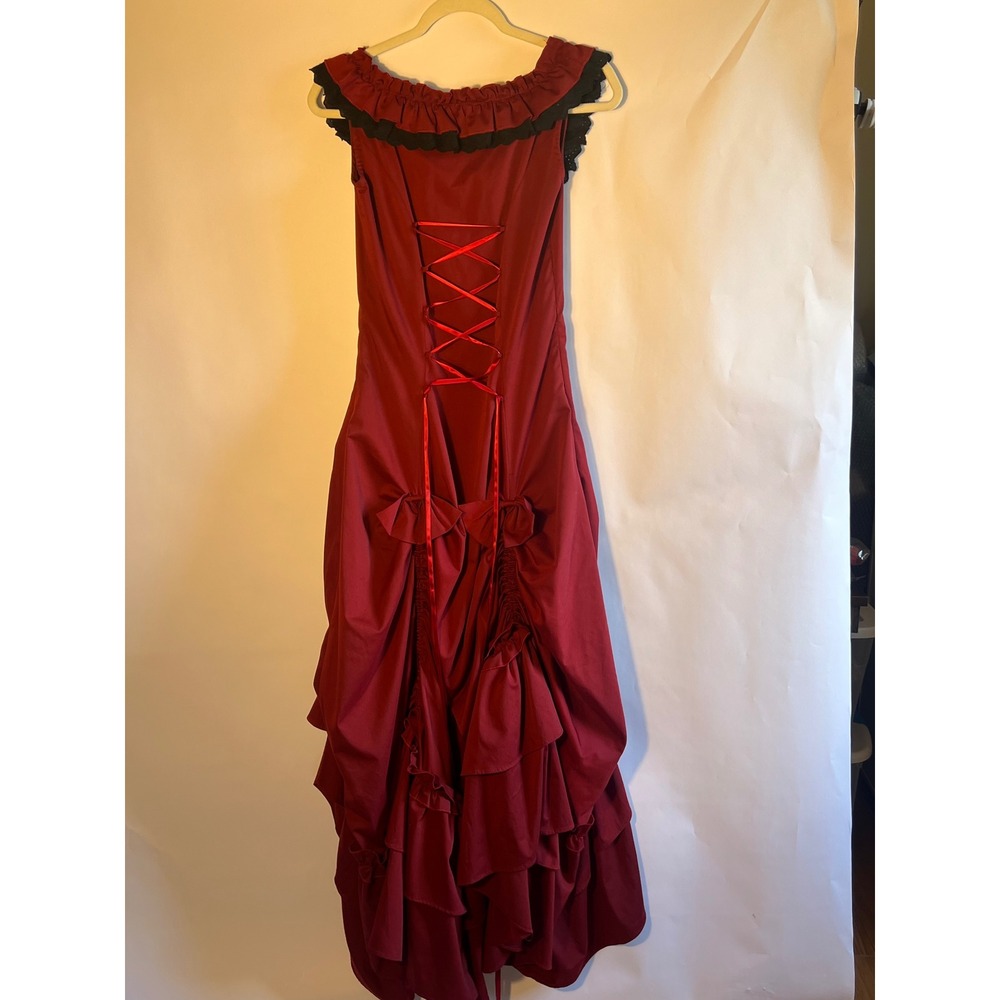 Victorian Choice Gothic Southern Belle Civil War Ball Gown Dress Red Black Small - Picture 11 of 11